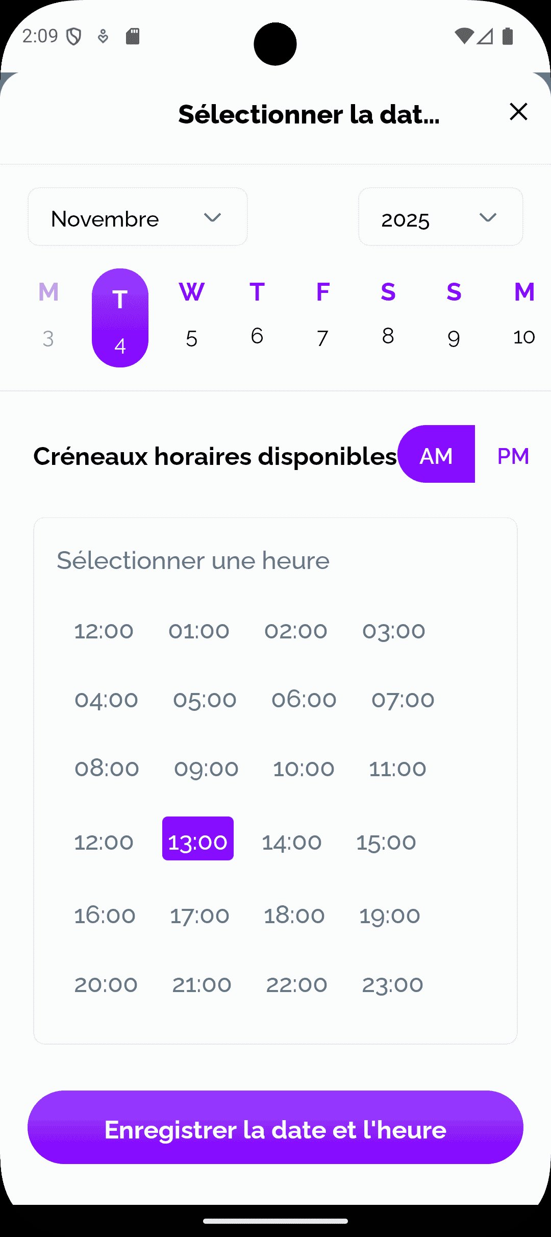 App — Calendrier