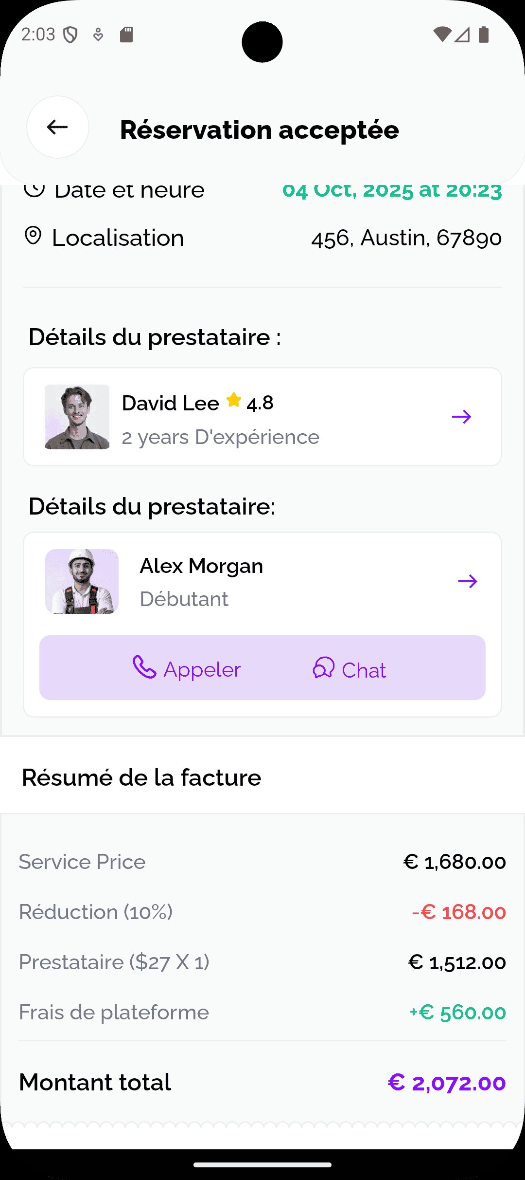 App — Réservation